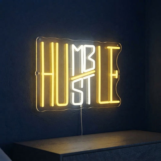 Humble Hustle Neon Wall Sign